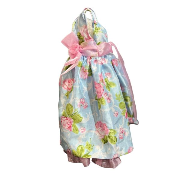 Bonnie Baby Size 12 Months Formal Dress Blue Pink Floral Taffeta Sleeveless Poof - Picture 3 of 12